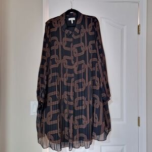 Elegant Black and Brown Patterned Dress